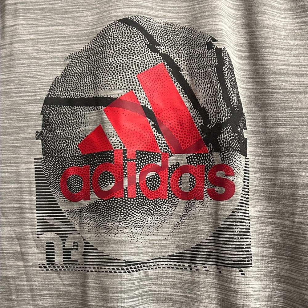 Adidas Heather Gray Tee with Red Logo
